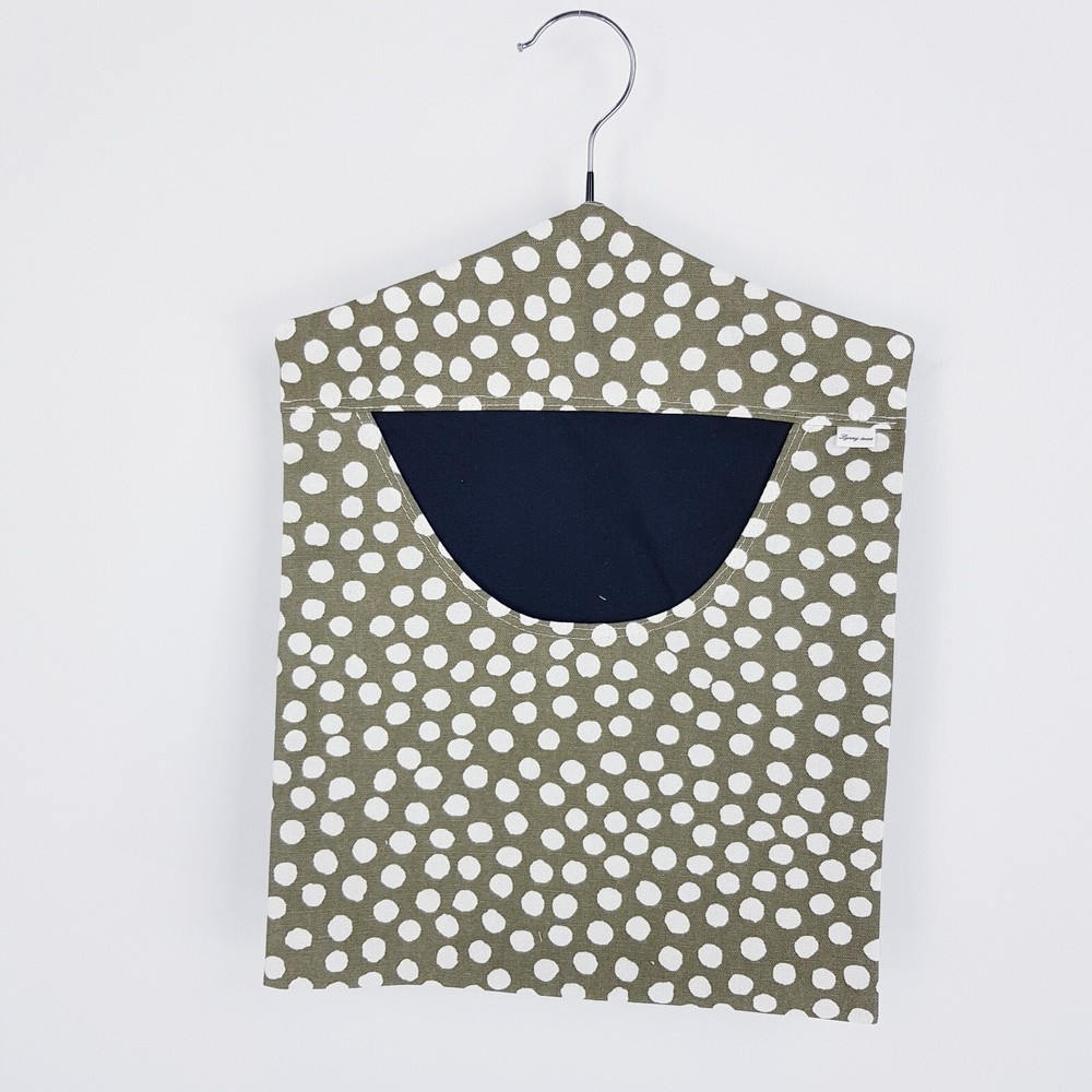 Peg Bag Handmade Khaki & White Spotted Lined Laundry Clothes Peg Holder