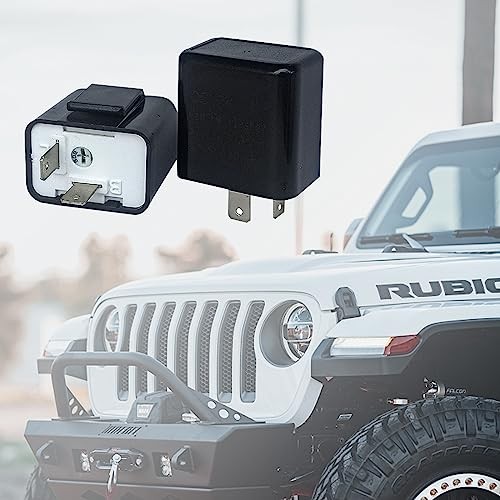 Pack-2 LED Flasher Relay, 12V Speed Adjustable Hazard Warn Flash 2 PCS Black