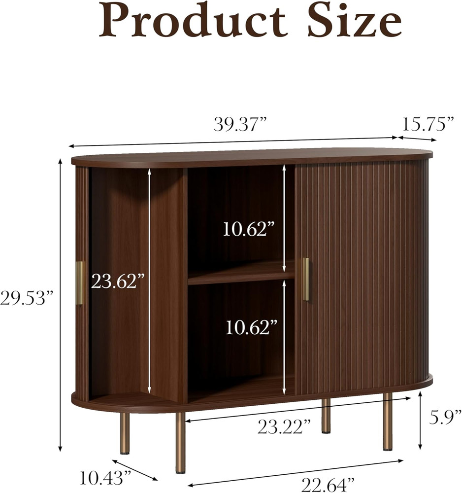 DHH Sideboard Buffet Cabinet with Storage,Mid Century Modern Fluted Accent Coffe