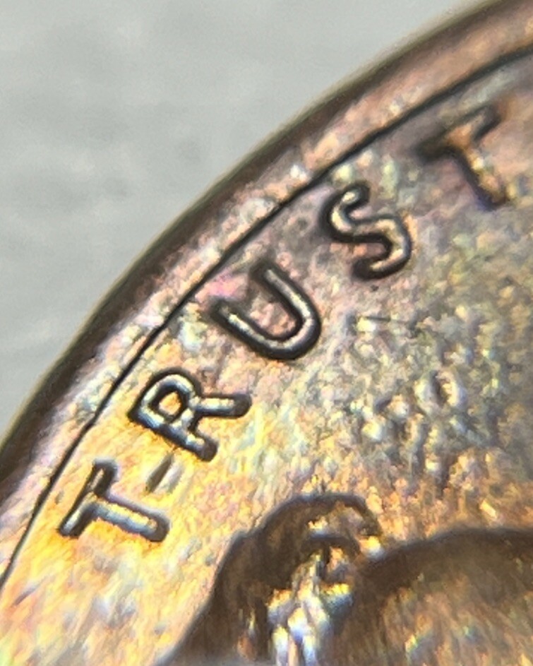 1983 Penny Error Die Crack Through TRUST & Strike Though Grease
