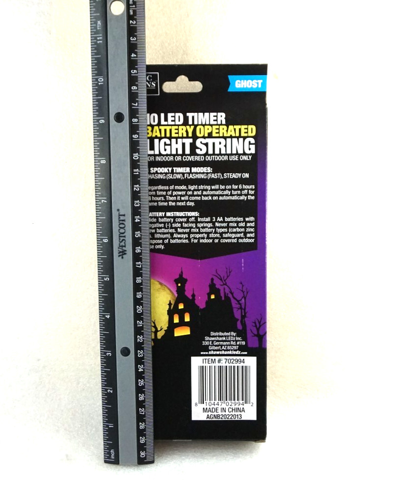 Halloween 10 LED Light String Ghosts Battery Operated Timer 3 Modes