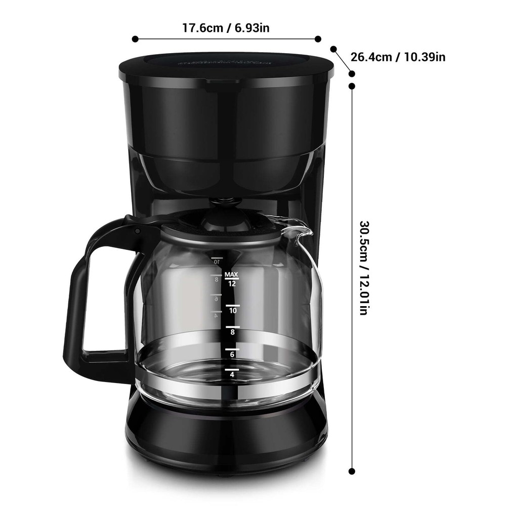 12 Cup Coffee Maker Black, Drip Coffee Maker
