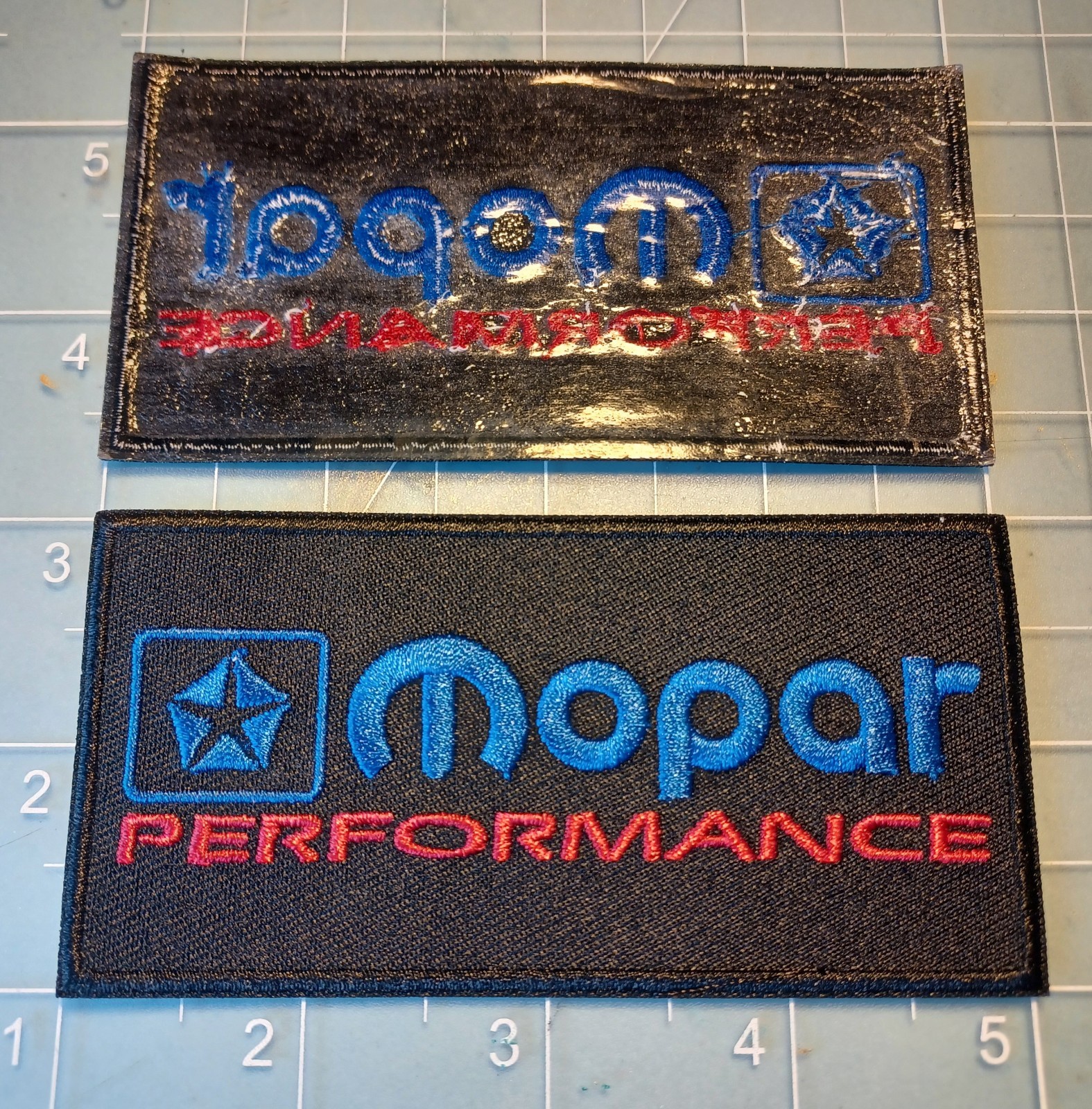 Mopar Performance Embroidered Iron-On Patch 4x2" Set of 2 NEW Dodge FREE SHIP