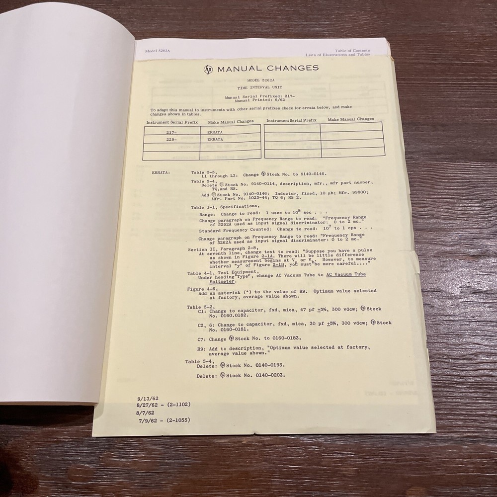 HP 5262A Time Interval Unit Operating & Service Manual June 1962