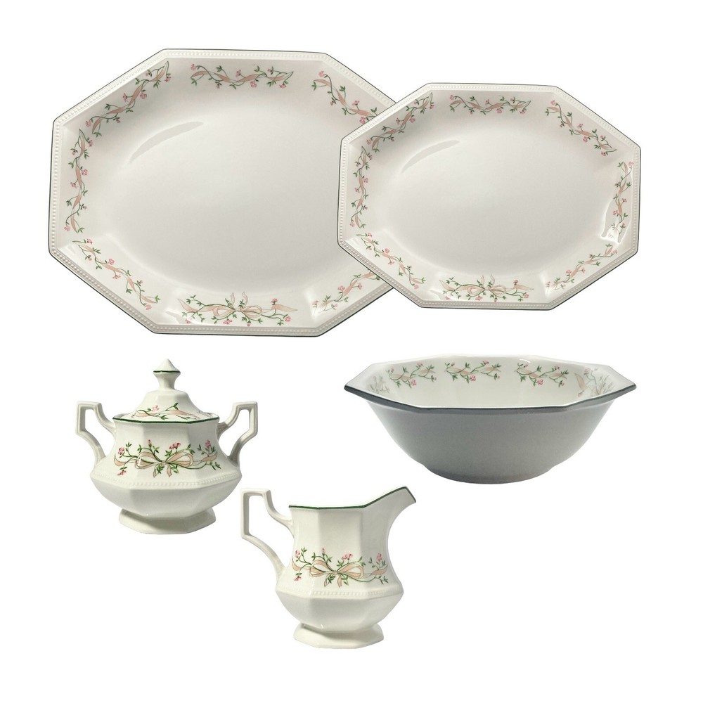 Johnson Brothers “Eternal Beau” 5-Piece Ceramic Dinnerware Serving & Hostess Set