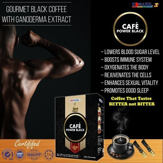 1 Box Cafe Power Black: Coffee, Sugar Free, Taste Better with Ganoderma Extract