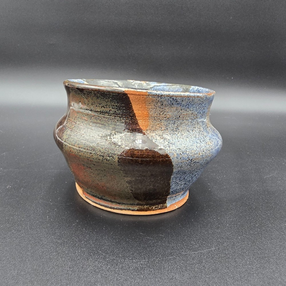 Mark Cherrey Studio Pottery Planter Pot Handmade Stoneware 3" Signed