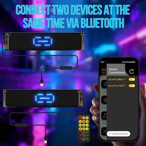 LED Sign for Car 2PCS - 23''x5'' Devil's Eyes Light for Windshield, 5V USB