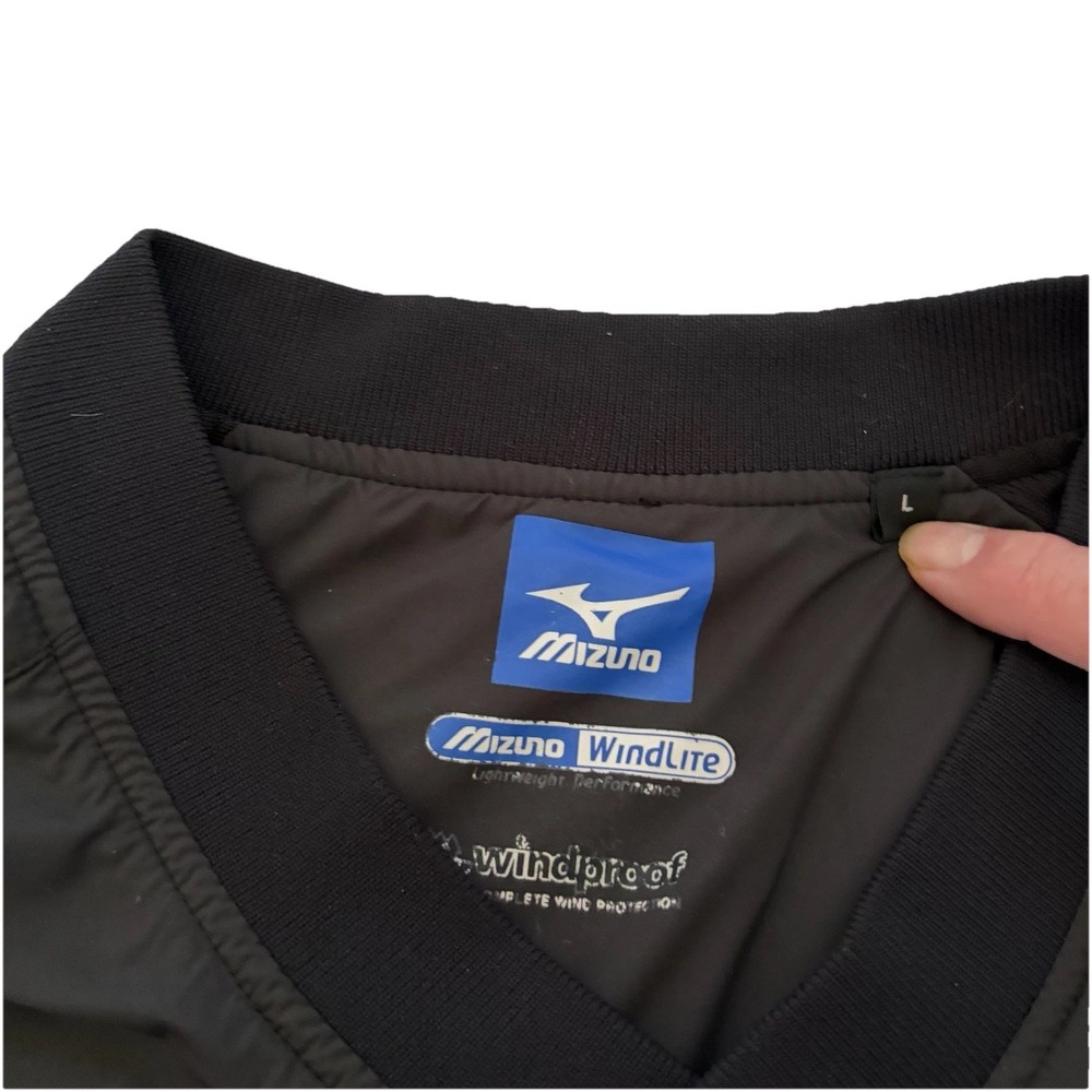 Mizuno WindLite Windbreaker Pullover Jacket Mens Large Black Lightweight Golf