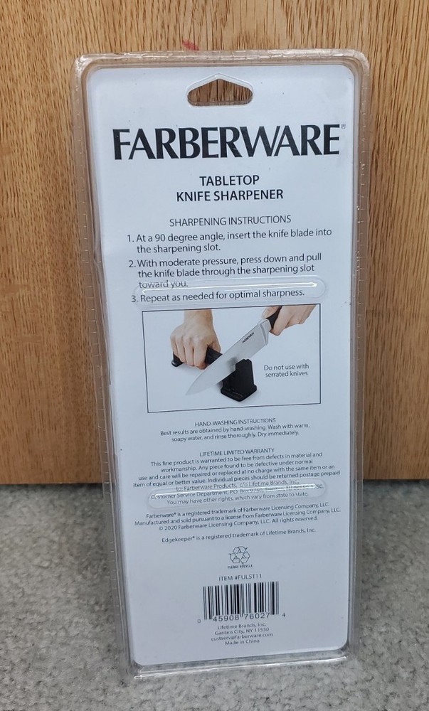 Farberware Edgekeeper Handheld Kitchen Knife Sharpener Black NEW