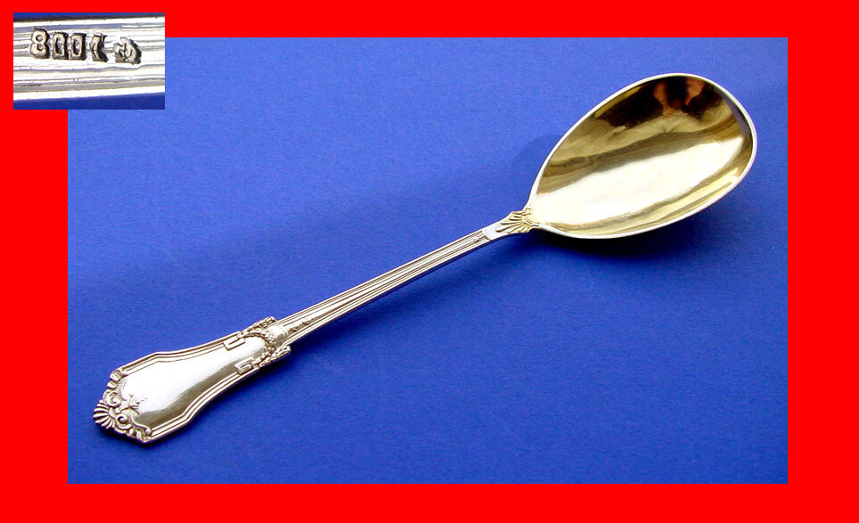Pair, 2 Empire Serving Spoons/ Cream Spoons, 800 Silver A474