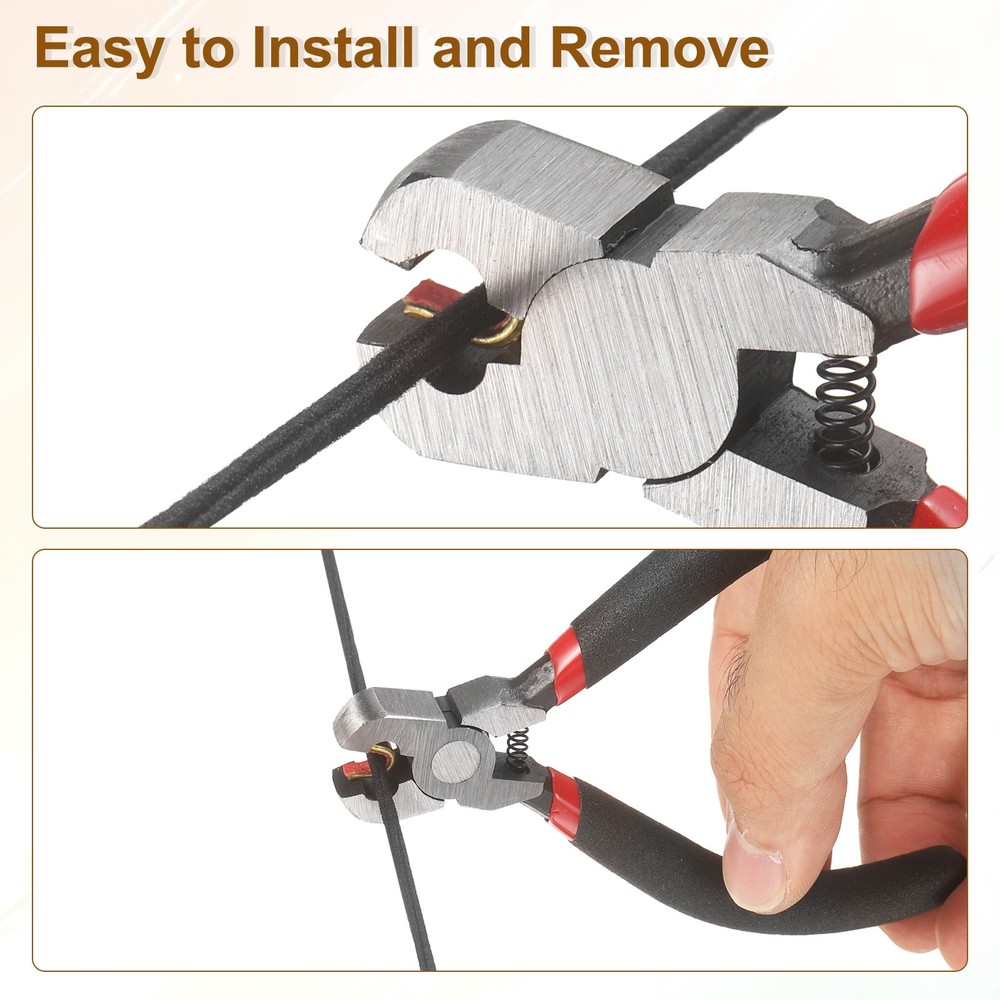 Bow String Nocking Points Set, 10 Pcs Red Brass Nocking Points and 1 Pliers