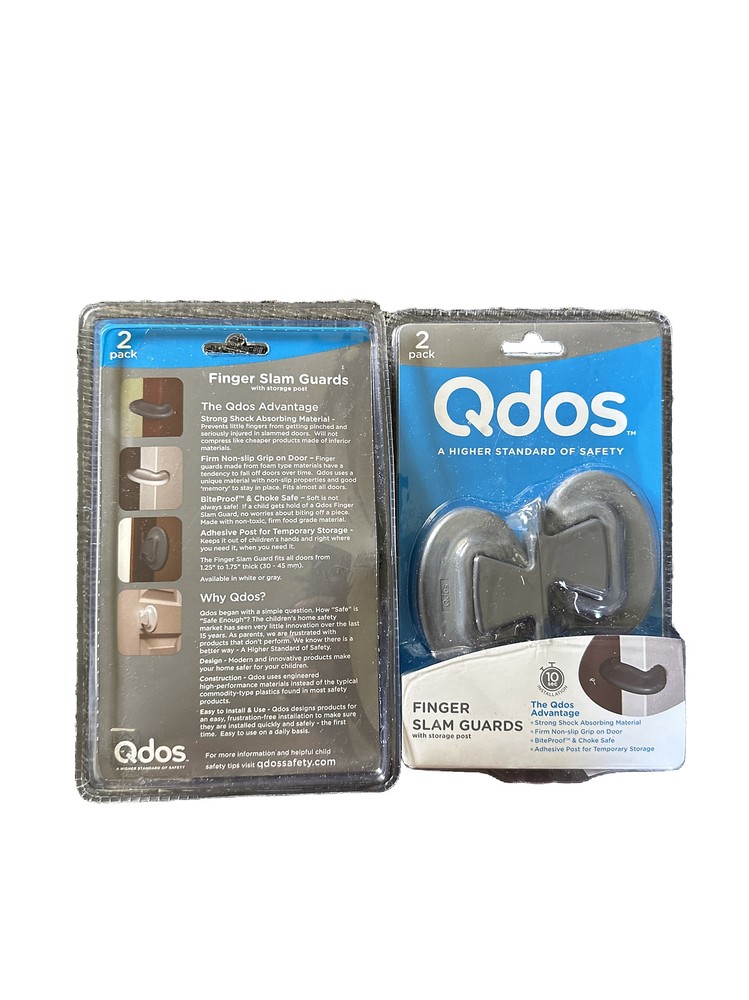2 Qdos Finger Slam Guards With Storage Post Gray, 2 Pack Each