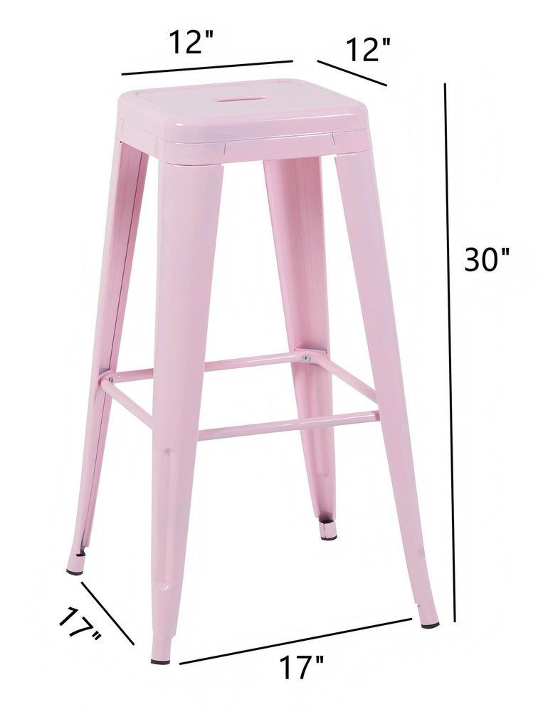 30 Inch Counter Height Stool, Backless Metal Bar Stools Set of 2, Non-Stackabl