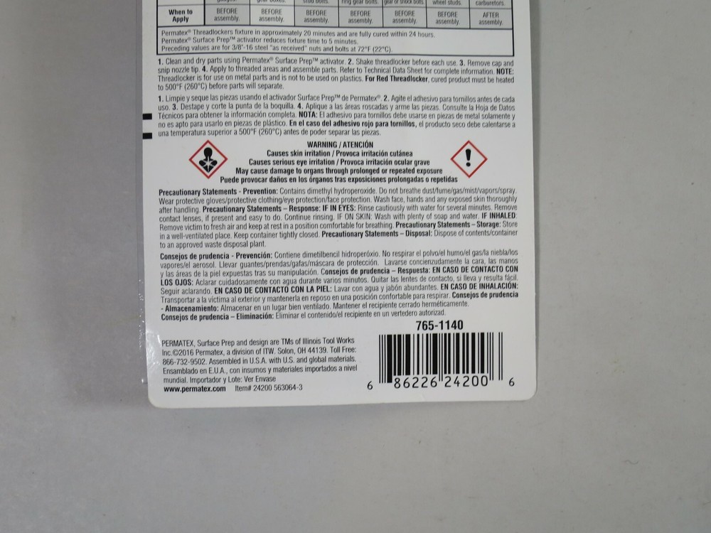 Permatex 24200 Medium Strength Threadlocker Blue .20 FL OZ (6mL)