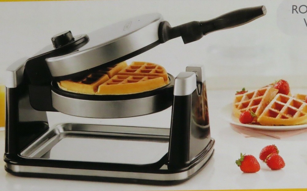 NIB BELLA ROTATING BELGIAN WAFFLE MAKER PRECISE BROWNING CONTROL / DRIP TRAY