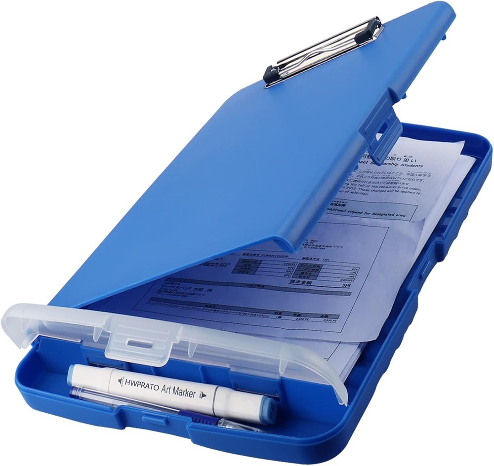 HWPRATO Foldable Clipboard Organizer with Storage - Plastic Blue