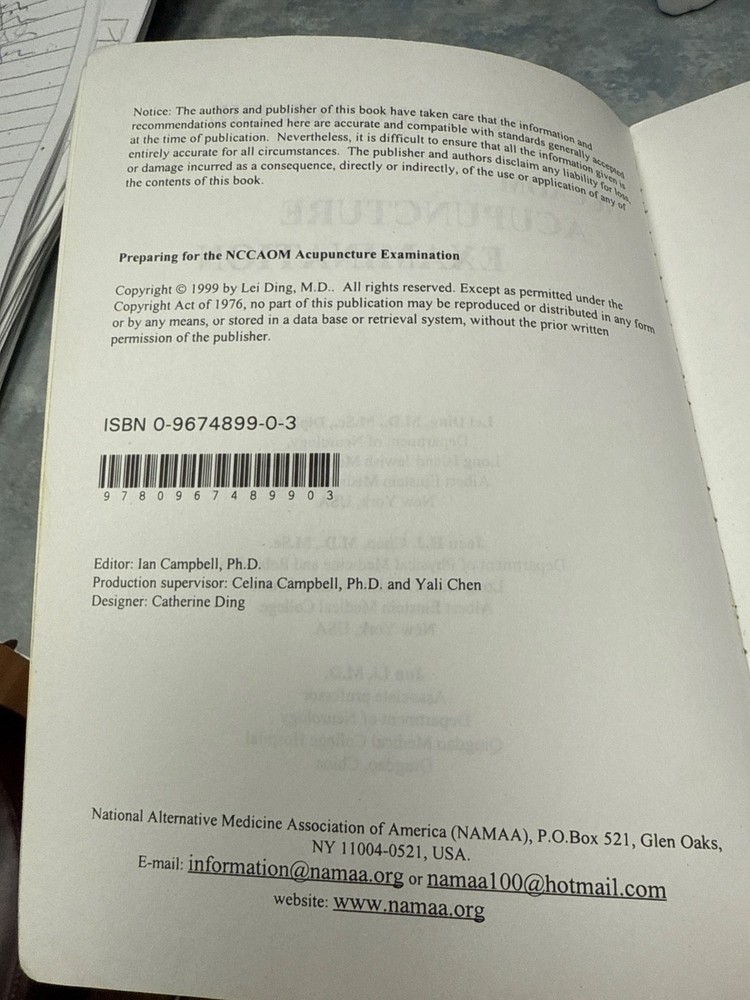acupuncture examination nccaom book