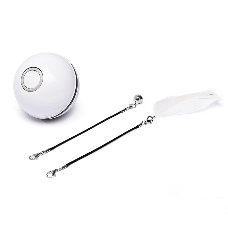 Electronic Funny Cat Toy Ball Cat Stick Feather Pet Training Tool Multiple Color