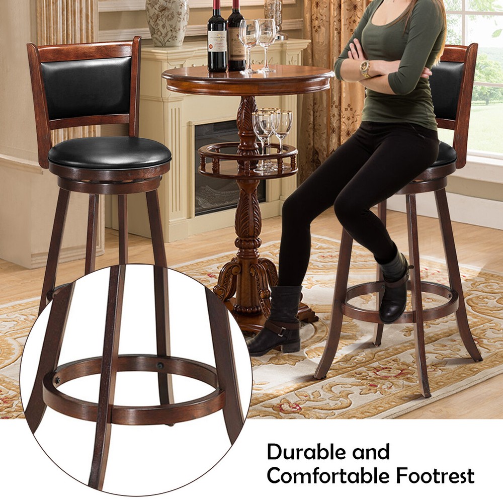 Costway 3pcs Pub Table Set 30" Round Bar Height Table & 2pcs Swivel Bar Stools