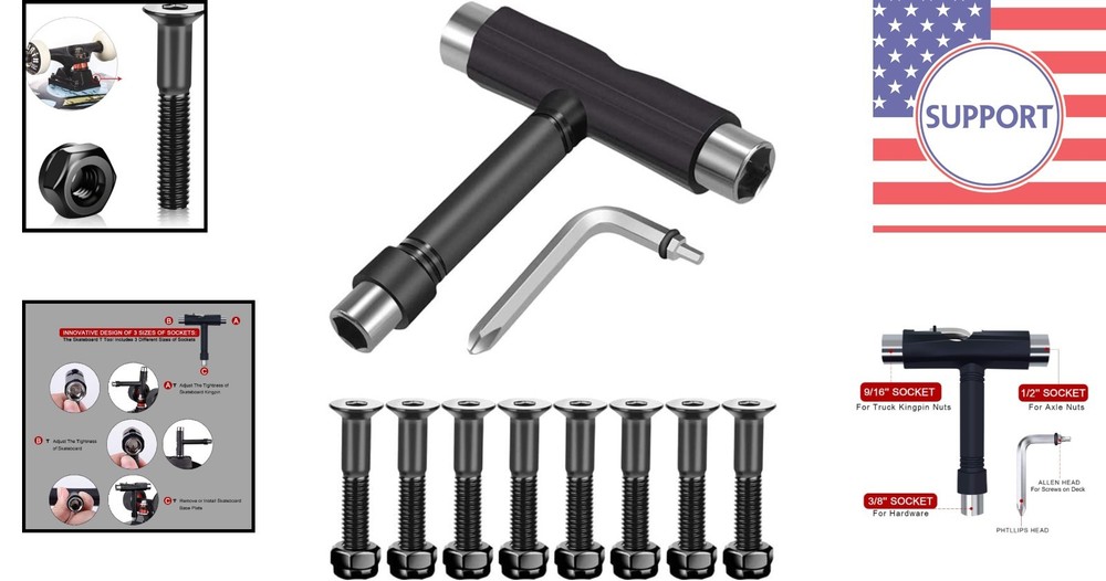 Compact Multi-Function Skateboard Tool for Wheels & Trucks – Lightweight Design