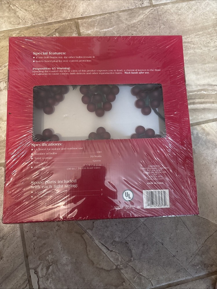 Red Grape Cluster Lights 2 Sets - 6 Cluster String - 100 Lights Per String