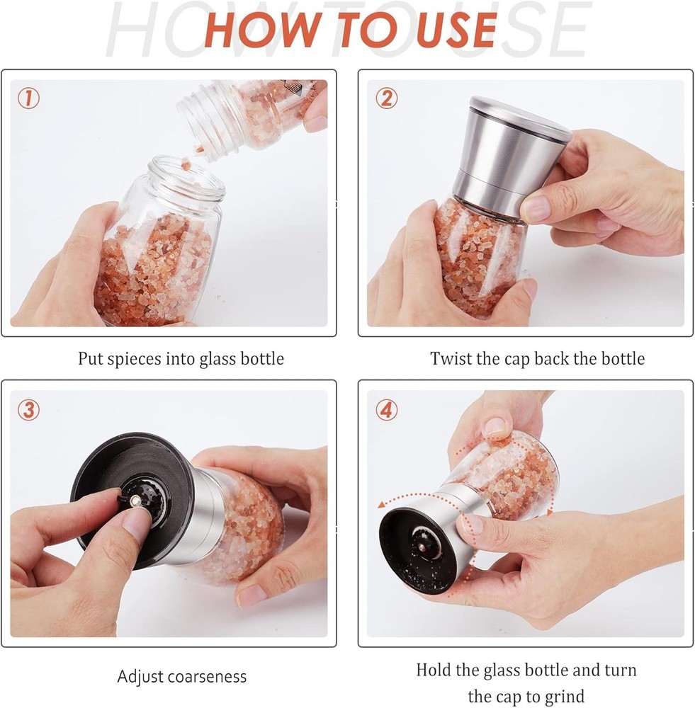 Glass Spice Grinder with Ceramic Blades – Rust-Proof and Refillable