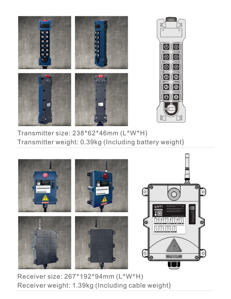 12 Buttons Double Speed Industrial Wireless Remote Control Transmitter+Receiver