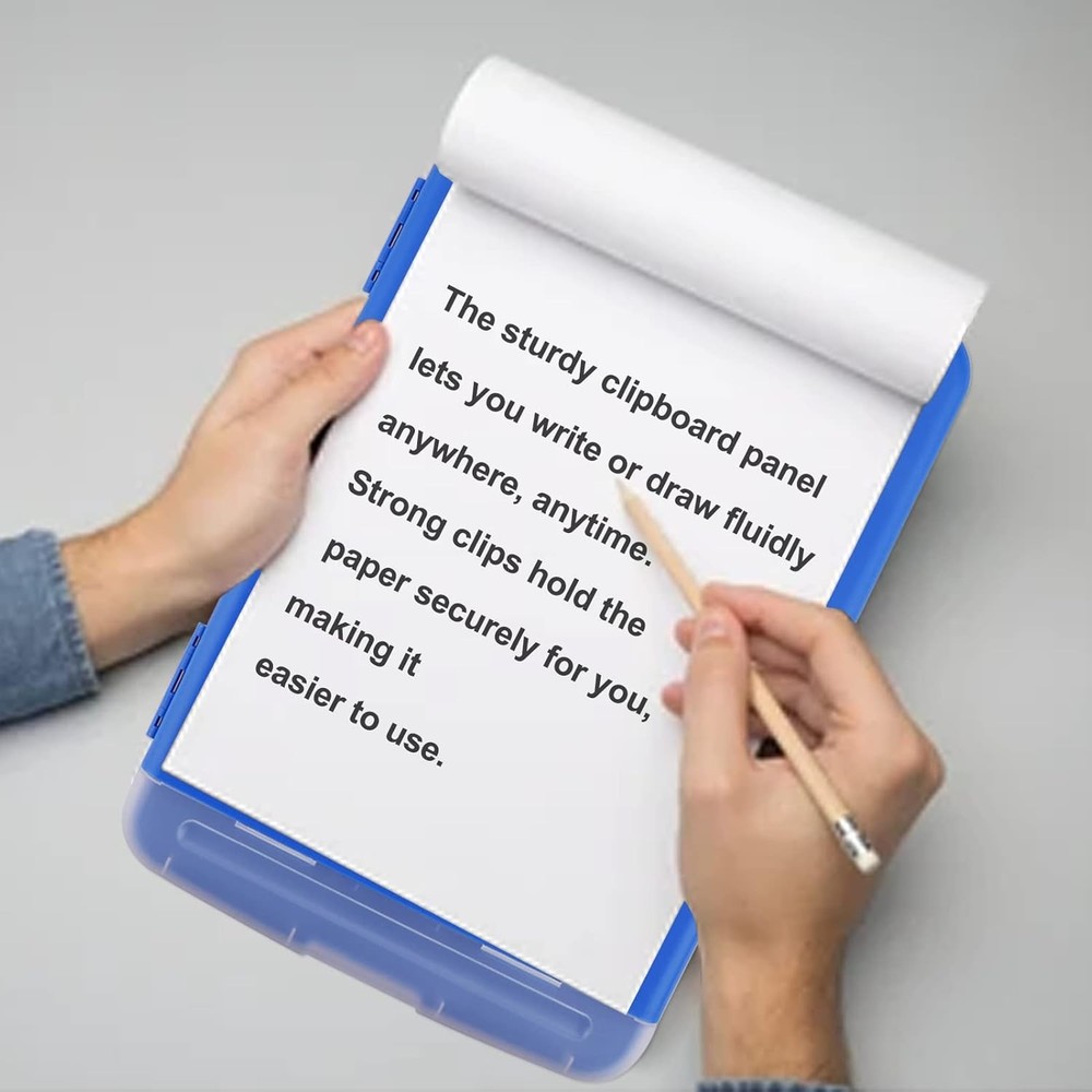 HWPRATO Foldable Clipboard Organizer with Storage - Plastic Blue