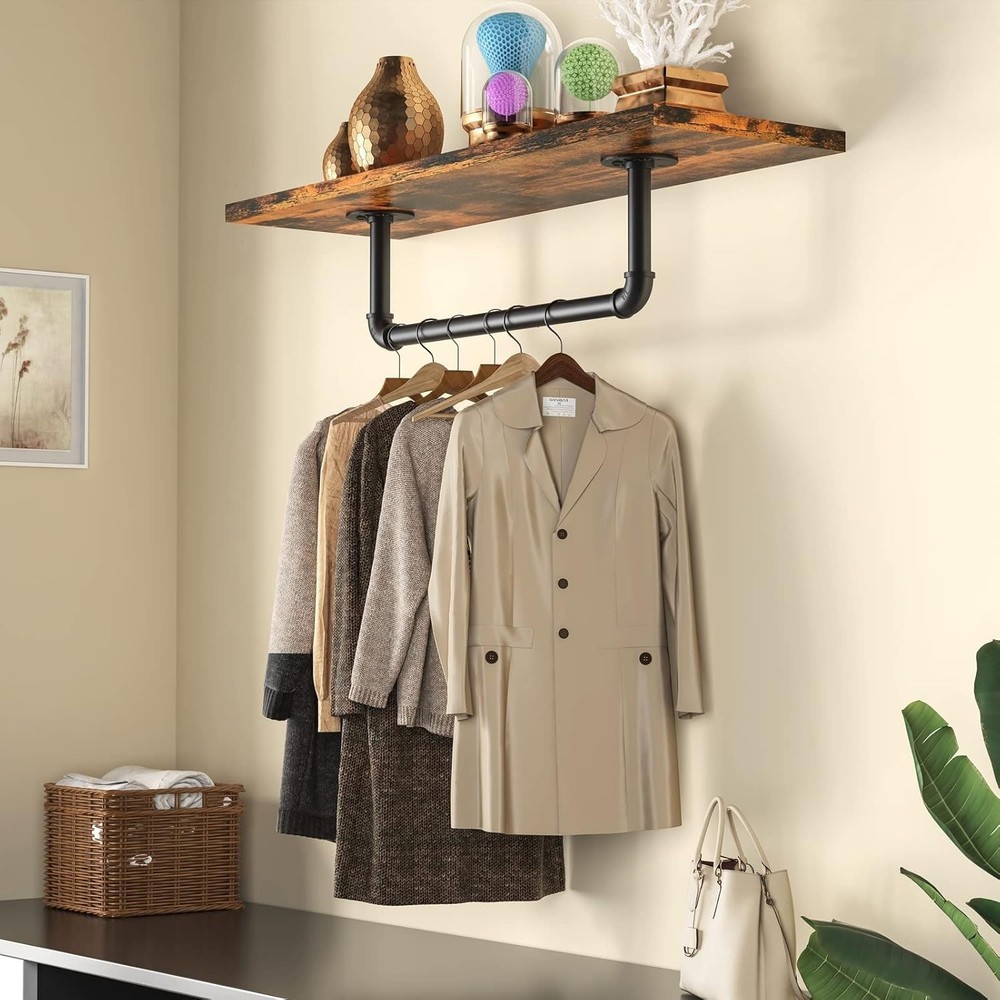 Space-Saving Industrial Pipe Clothing Rack - Easy Assembly, 130 lbs Capacity