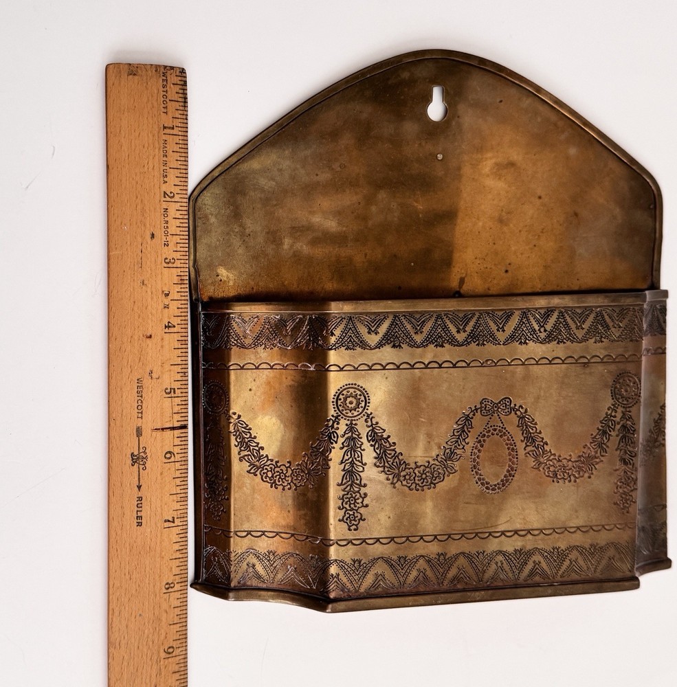 Vintage Embossed Brass Mail / Letter Wall Hanger