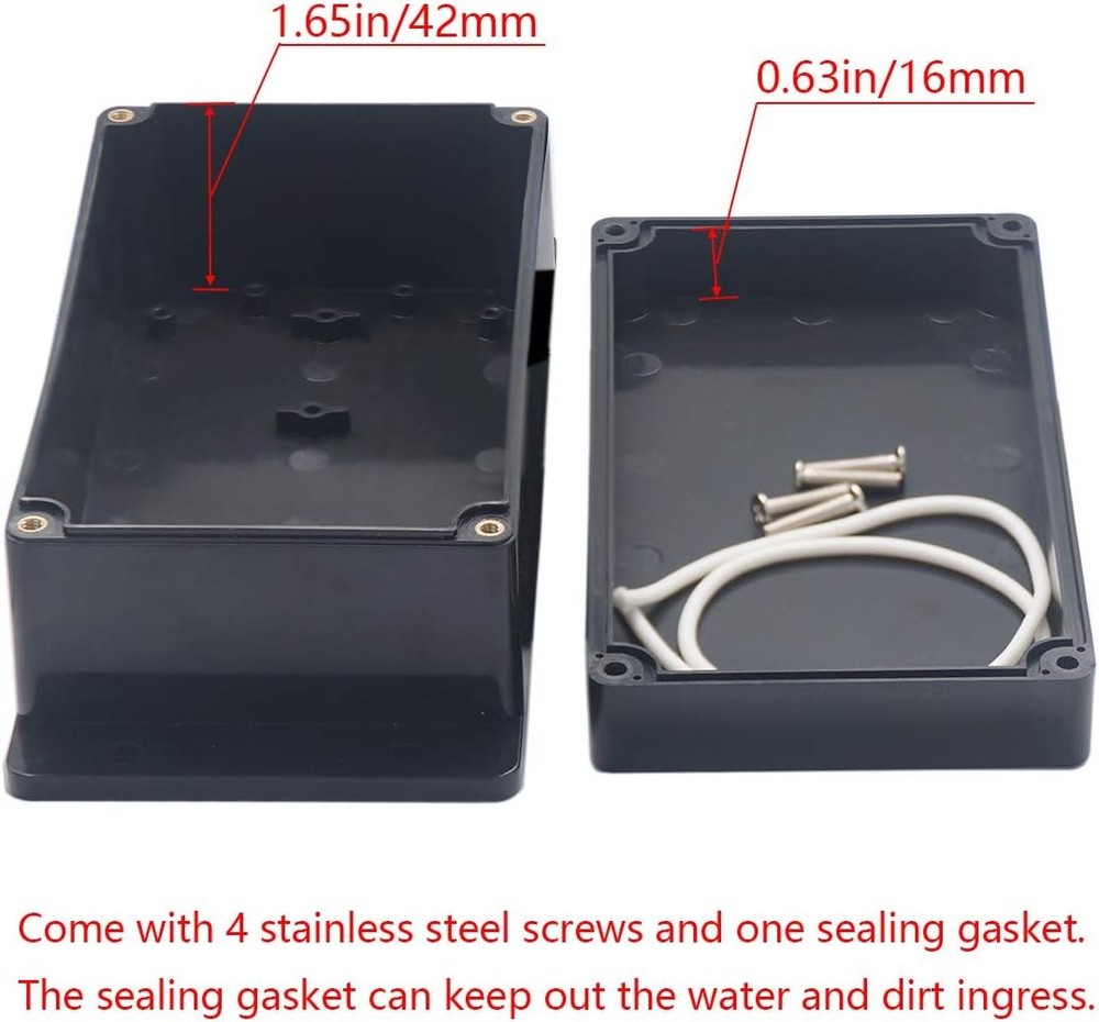 Project Box ABS Plastic Black Electrical Boxes IP65 6.2"x3.5"x2.4",