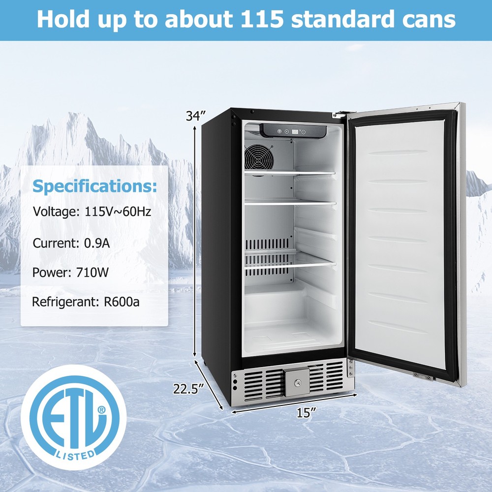 Under-counter Freestanding Fridge Compact Refrigerator w/ Adjustable Temperature