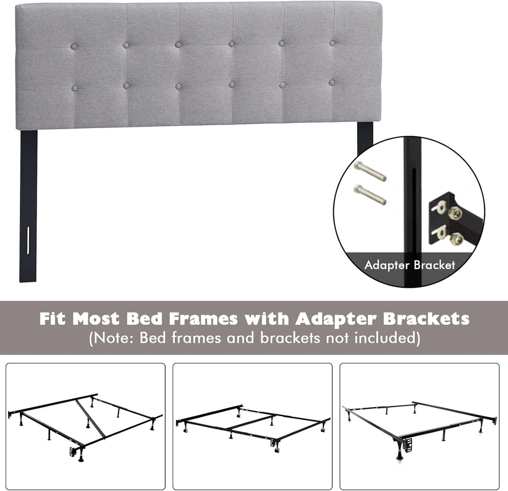 Linen Upholstered Headboard, Adjustable Width Button Tufted Headboard Only with