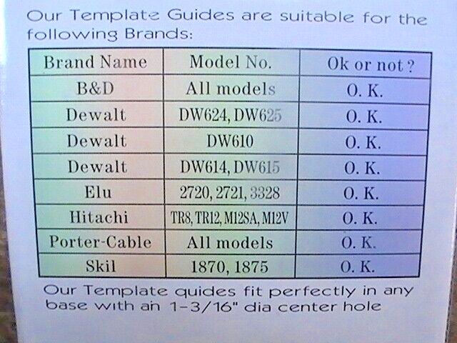 PORTER CABLE (9) PC UNBRANDED TEMPLATE GUIDE KIT PRE-OWNED