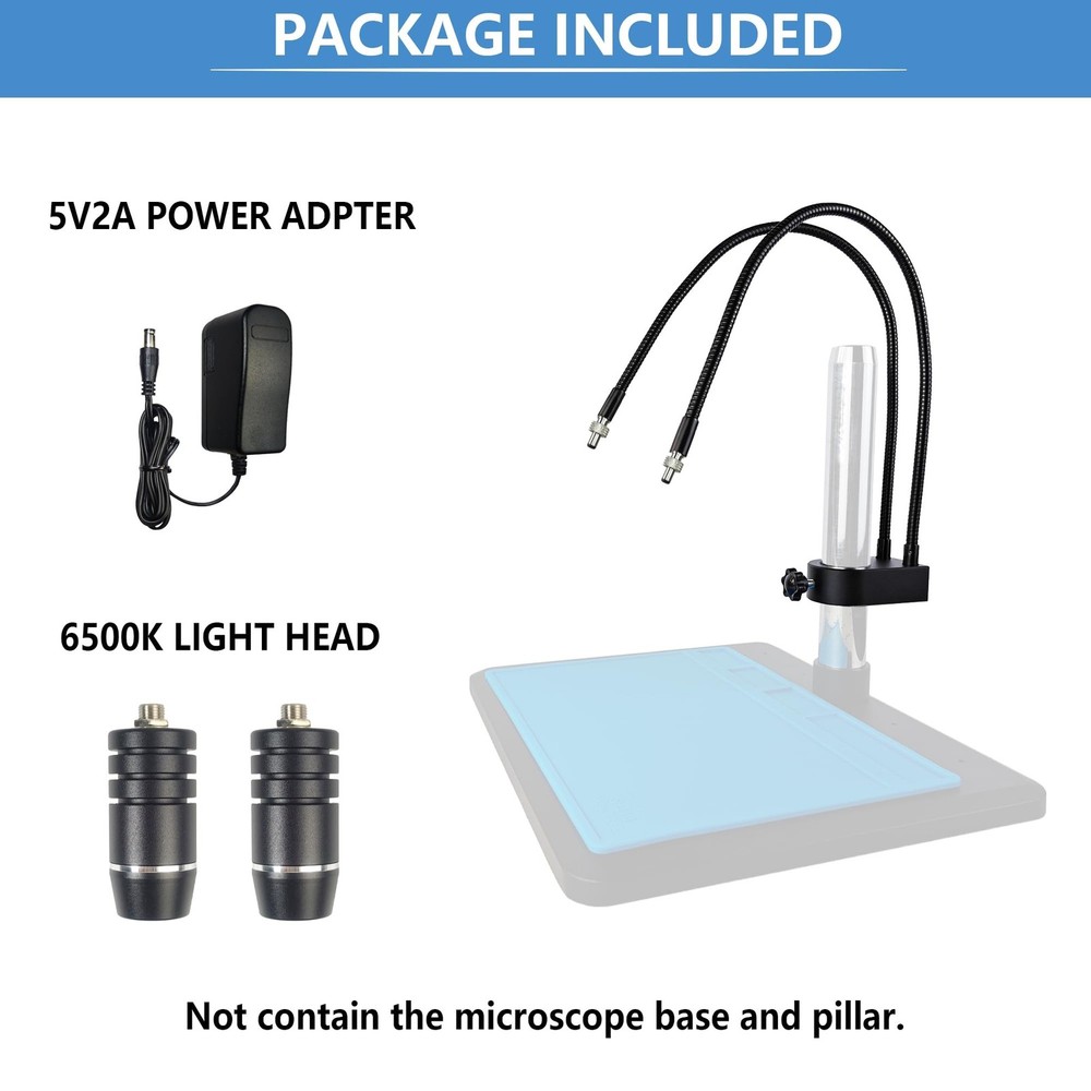 Microscope Light Source Dual Gooseneck Spotlight 3W 6500K for Lab, Industrial...