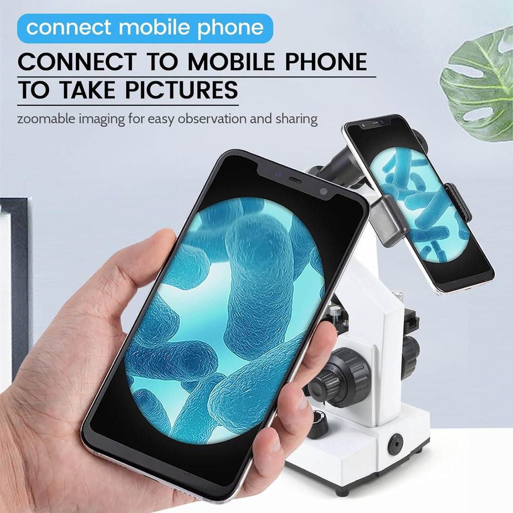 Compound Binocular Microscopes 40X-2000X with Microscope Prepared Slides 30P,For