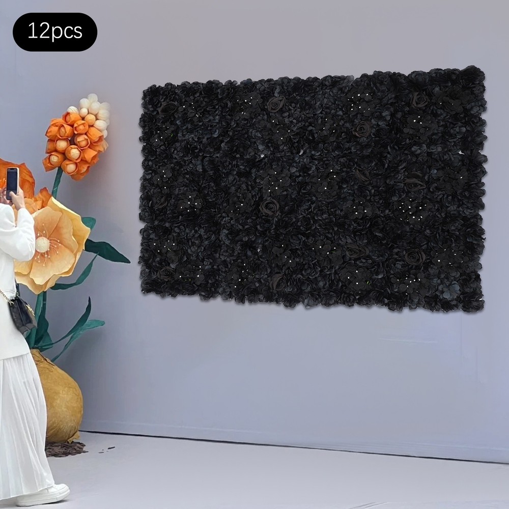 Artificial Flower Wall Background, 12Pcs 3D Flowers Wall Panel Backdrop