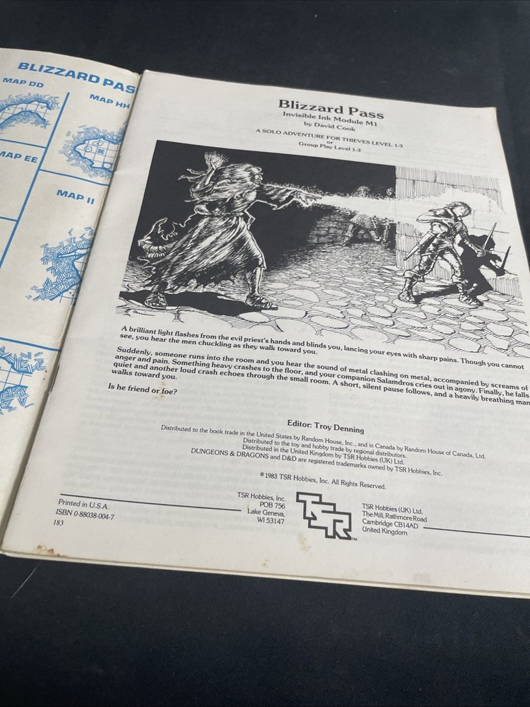 Advanced Dungeons & Dragons Dungeon Module M1 Blizzard Pass #9067