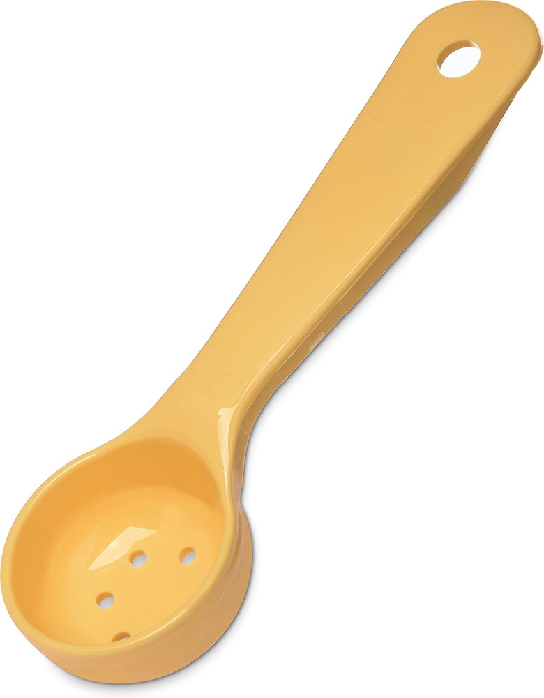 492304 Perforated Short Handle Portion Control Spoon, 1 Oz, Yellow