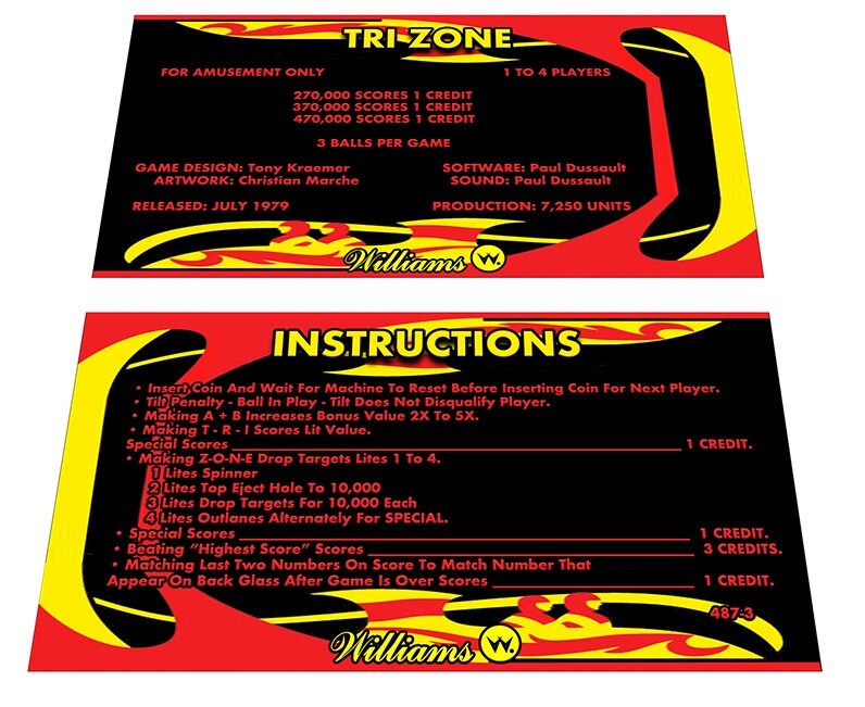 Williams Tri Zone Custom Apron Instruction Cards