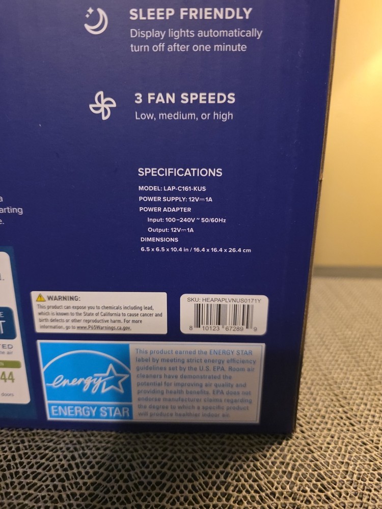 Levoit Core Mini -p Air Purifier, Black, Brand New