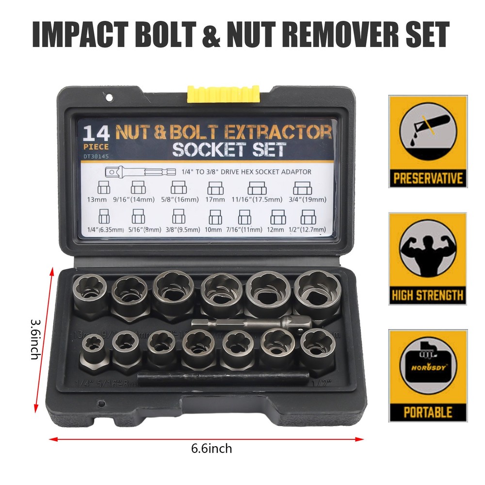 15 Pcs Nut & Bolt Extractor Kit, of Bolt Removal Tool Set, Extractor Socket Tool