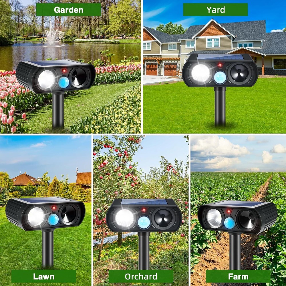Solar Ultrasonic Animal Repeller for Yard