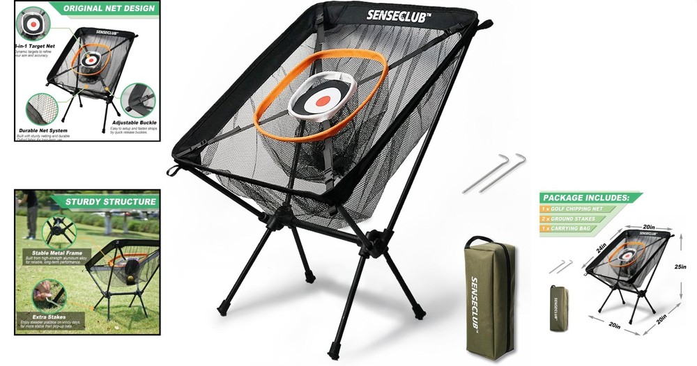 Easy Setup Golf Chipping Net with Mat & Balls - Perfect for Home Practice