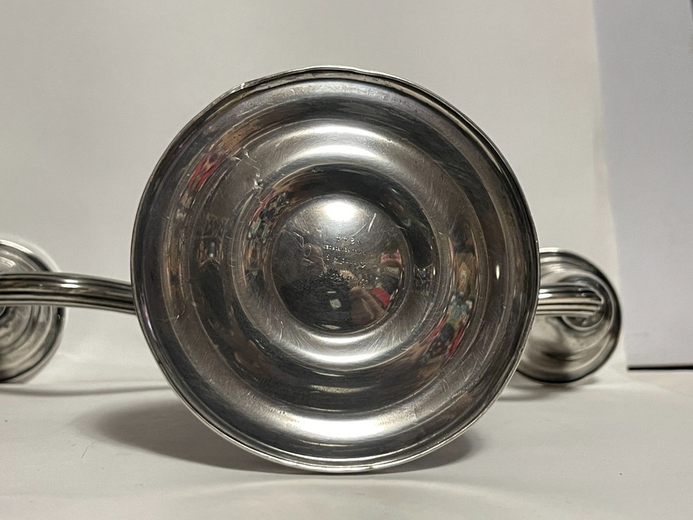 Weighted 2 Light Candelabra Wild Rose Sterling Silver Hollowware Candle Pair