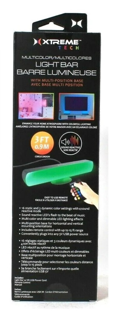 1 Xtreme Tech Multicolor Sound Reactive LED Effects Light Bar, Remote Included