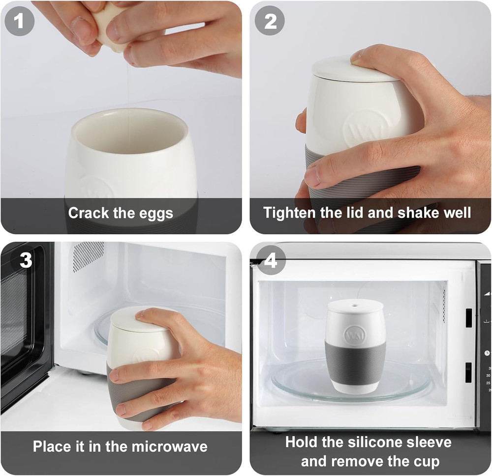 Non-Stick Ceramic Egg Cooker Quick Scrambled Egg Maker with Silicone Sleeve For