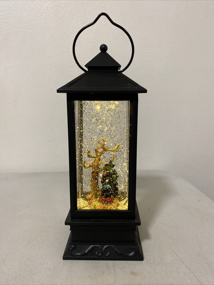 Halloween Snow Globe Lantern with Timer Water Lighted Witch With Cauldron WORKS