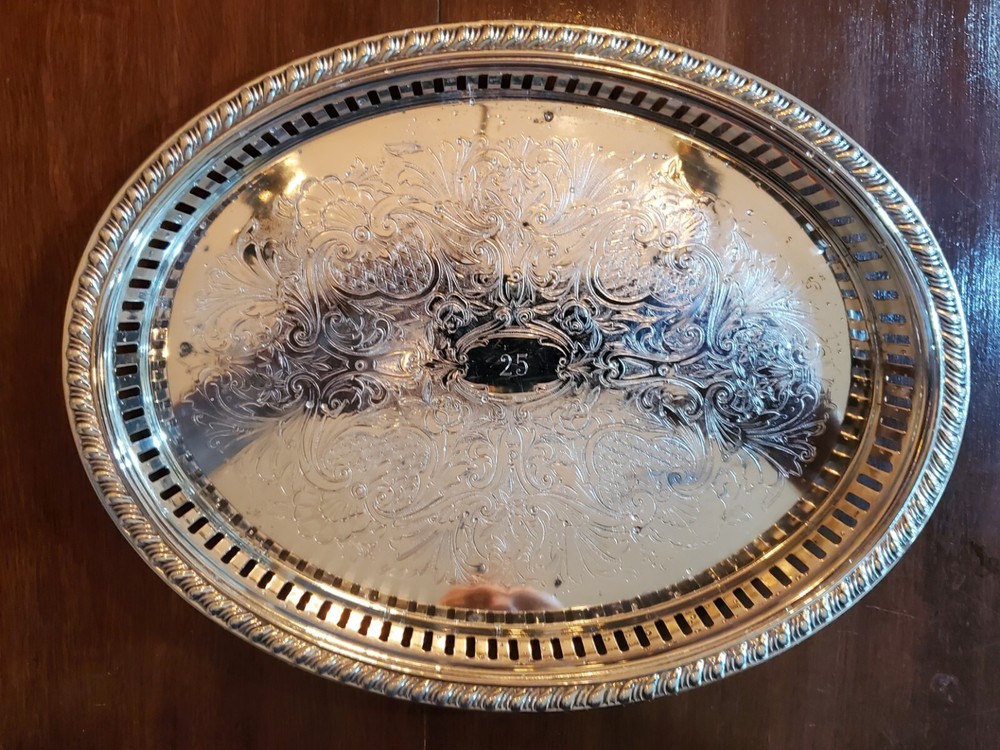 Vintage Silverplate Reticulated Oval Dish